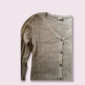 John Galt pacsun brown pointelle cardigan 🐻☁️